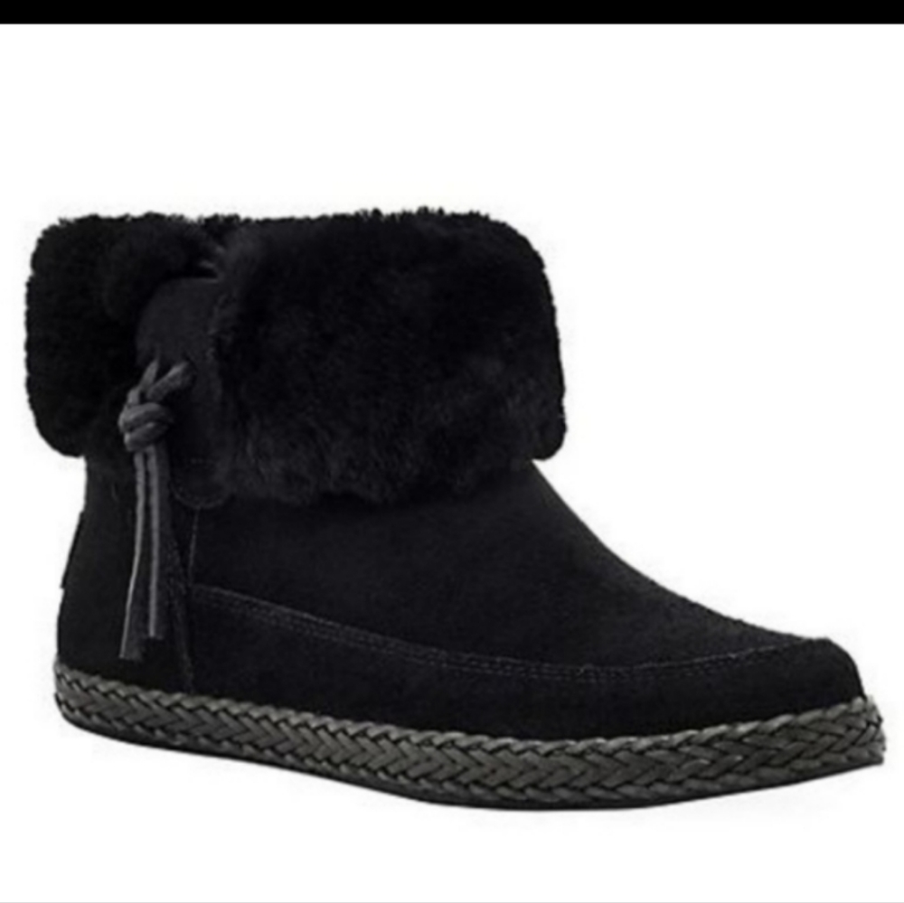 Ugg Elowen Suede Moccasin Ankle Boots Fur Sherpa Sheepskin Shearling Boots #672